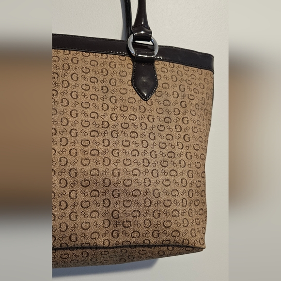 Guess Brown Signature Shoulder Tote Bag - Picture 7 of 15